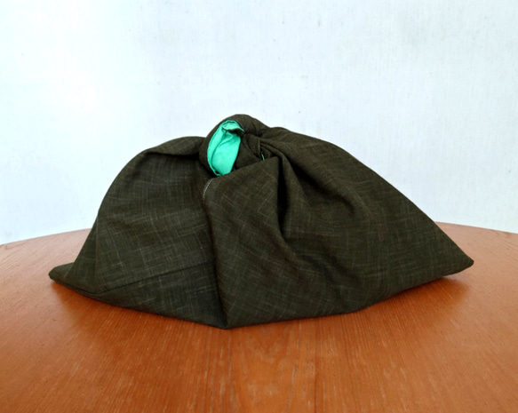 リバーシブルコットンあずま袋（大サイズ）【緑】 1枚目の画像