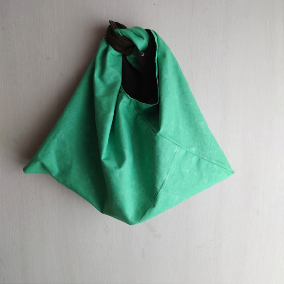 リバーシブルコットンあずま袋（大サイズ）【緑】 4枚目の画像