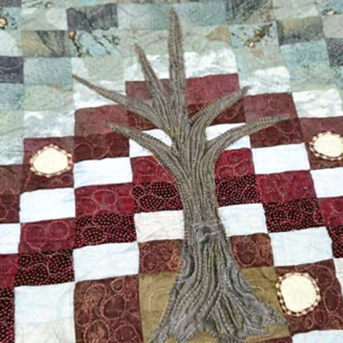 ハウスの冬景色パッチワークキルトタペストリー