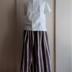 おうちでゆったり～♫コットン*縦ストライプ♡パッチワークのギャザースカート【限定１点】 5枚目の画像