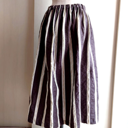 おうちでゆったり～♫コットン*縦ストライプ♡パッチワークのギャザースカート【限定１点】 2枚目の画像
