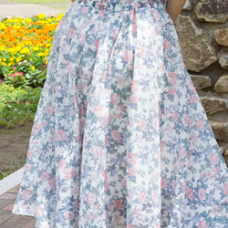 ウエストリボンの花柄ロングスカート 4枚目の画像