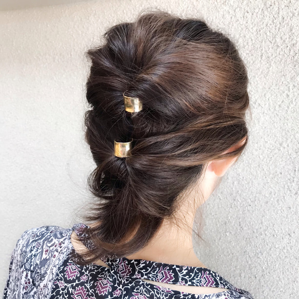 オーダー用 真鍮 ヘアピアス ヘアカフ ヘアフック 2個 ヘアピン stella 