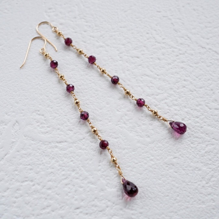 ロードライトガーネット  ロングピアス