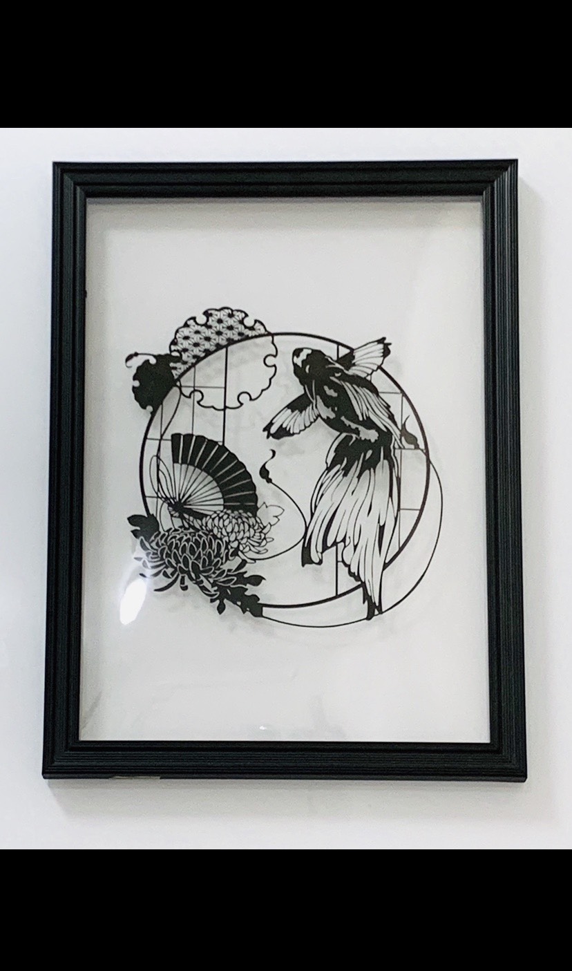 切り絵　4枚 切り絵×ちぎり絵】sei-kou-ﾔｼﾉｷ- 原画アート 絵画 紙のおくり