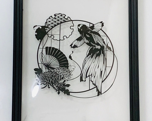 金魚 切り絵 A4フレーム付き 切り絵 わっつぃ037 通販 8083091