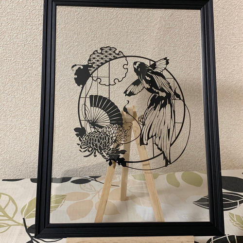 金魚 切り絵 A4フレーム付き 切り絵 わっつぃ037 通販 8083091｜Creema