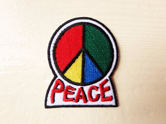 刺繍ワッペン＊ピースマーク PEACE 1枚目の画像