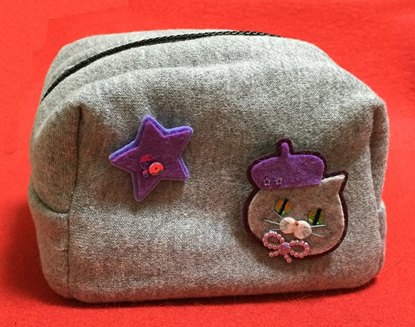 ベレー帽猫ブローチ 4枚目の画像