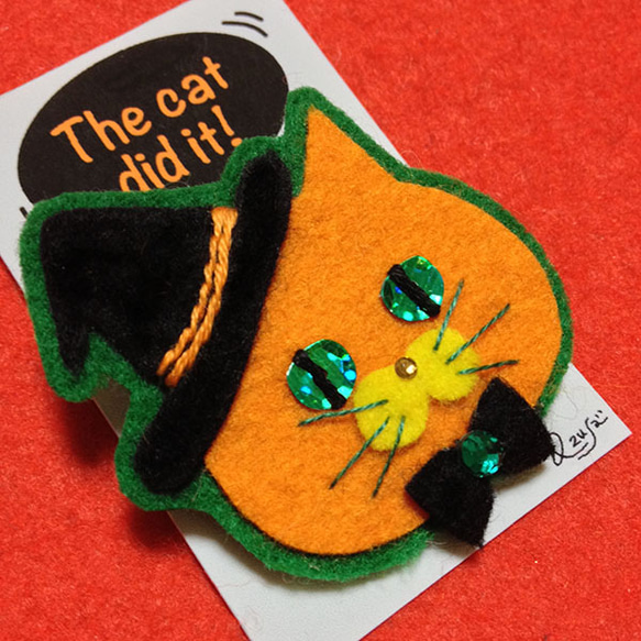 【10月】ハロウィン猫ブローチ 4枚目の画像