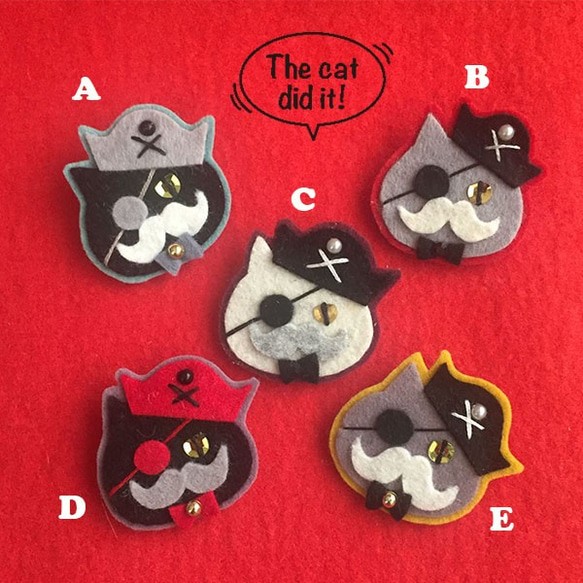 海賊猫ちゃんブローチ ☆送料無料☆ ブローチ the cat did it