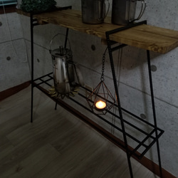 アイアンレッグ　ナチュラルウッドシェルフ　2way 折り畳み式　アイアンラック　男前インテリア　インダストリアル 2枚目の画像