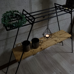 アイアンレッグ　ナチュラルウッドシェルフ　2way 折り畳み式　アイアンラック　男前インテリア　インダストリアル 5枚目の画像