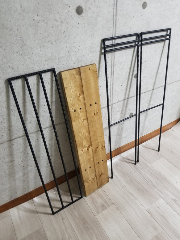 アイアンレッグ　ナチュラルウッドシェルフ　2way 折り畳み式　アイアンラック　男前インテリア　インダストリアル 6枚目の画像