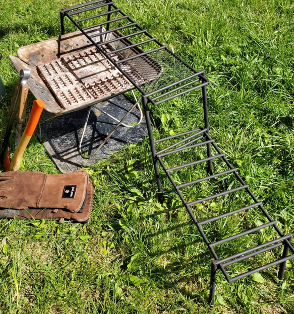 スノーピーク 焚き火台L用　アイアンレッグ　耐熱塗装　ロストル&スタンド&薪台 8枚目の画像