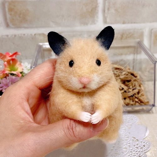 ①握手して♪*キンクマハムスター* 羊毛フェルト マスコット 羊毛