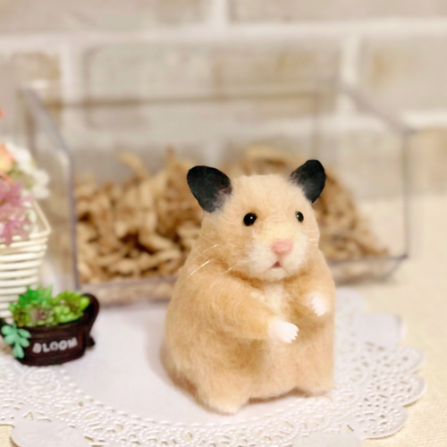 ハムスター　羊毛フェルト ②握手して♪*キンクマハムスター* 羊毛フェルト マスコット 羊毛