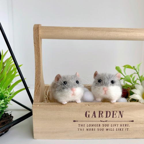 ロボロフスキーハムスター* 【2匹セット】シナモンブルー 羊毛フェルト