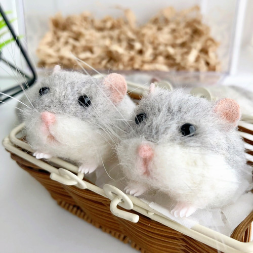 ロボロフスキーハムスター* 【2匹セット】シナモンブルー 羊毛フェルト