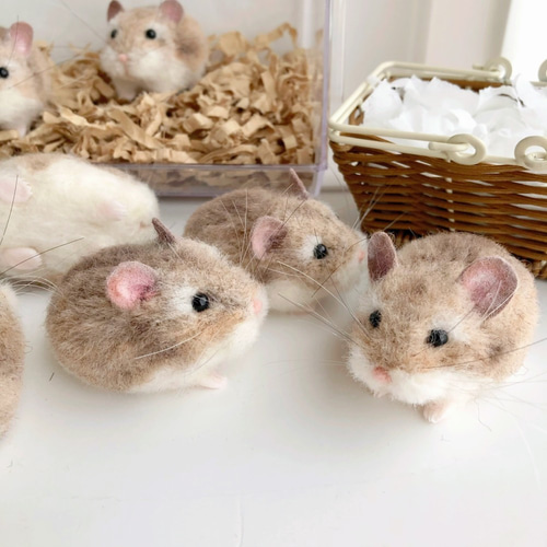 ロボロフスキーハムスター* 【1匹】ノーマルカラー 羊毛フェルト 羊毛