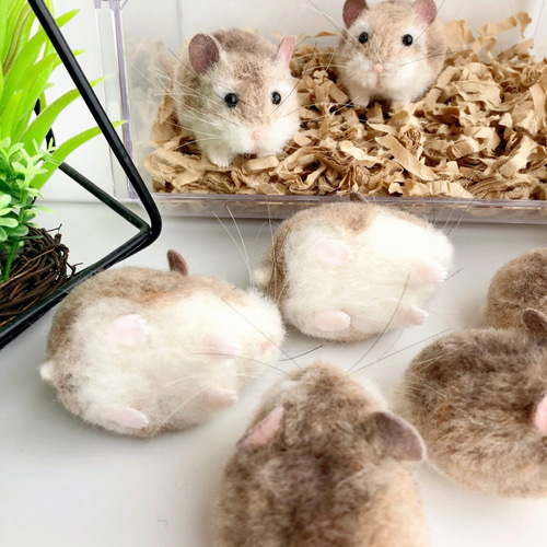 ロボロフスキーハムスター* 【1匹】ノーマルカラー 羊毛フェルト 羊毛