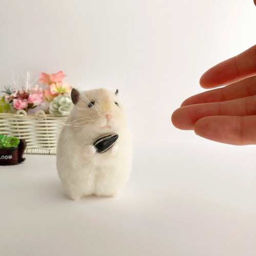 ♥️羊毛フェルト♥️ドームに入ったジャンガリアンのプディングちゃん×3 ぽっちゃりプディング* ジャンガリアンハムスター <羊毛フェルト