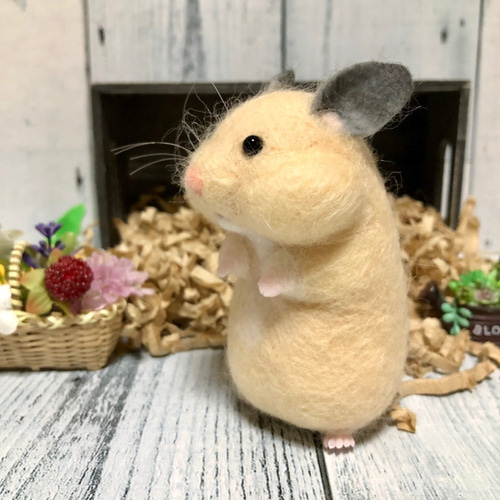 ぽっちゃりハム *ほっぺパンパン キンクマハムスター* 10㎝ 羊毛