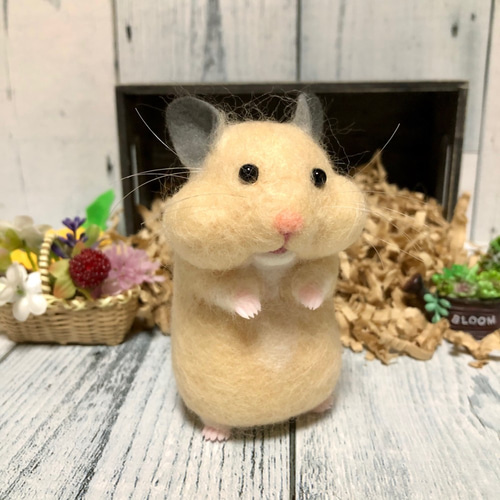 ぽっちゃりハム *ほっぺパンパン キンクマハムスター* 10㎝ 羊毛