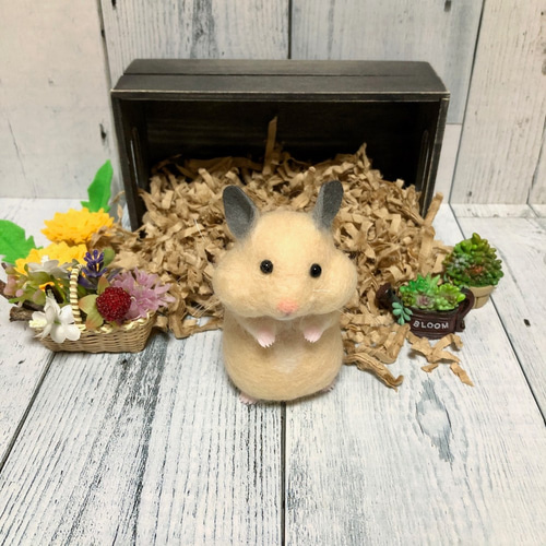 ぽっちゃりハム *ほっぺパンパン キンクマハムスター* 10㎝ 羊毛