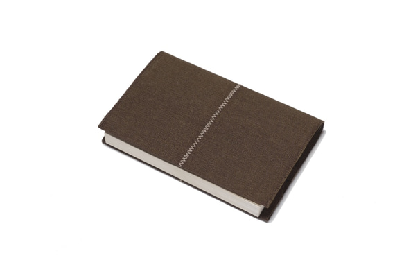 うすい　畳縁の文庫本カバー　綿麻-セピア色 1枚目の画像