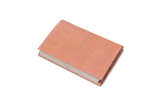 うすい　畳縁の文庫本カバー　綿麻-薄橙色 1枚目の画像