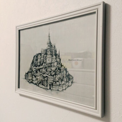 【送料無料！】Mont-Saint-Michelポスター【フレーム付】 海外 世界遺産 ウェルカムボード 2枚目の画像
