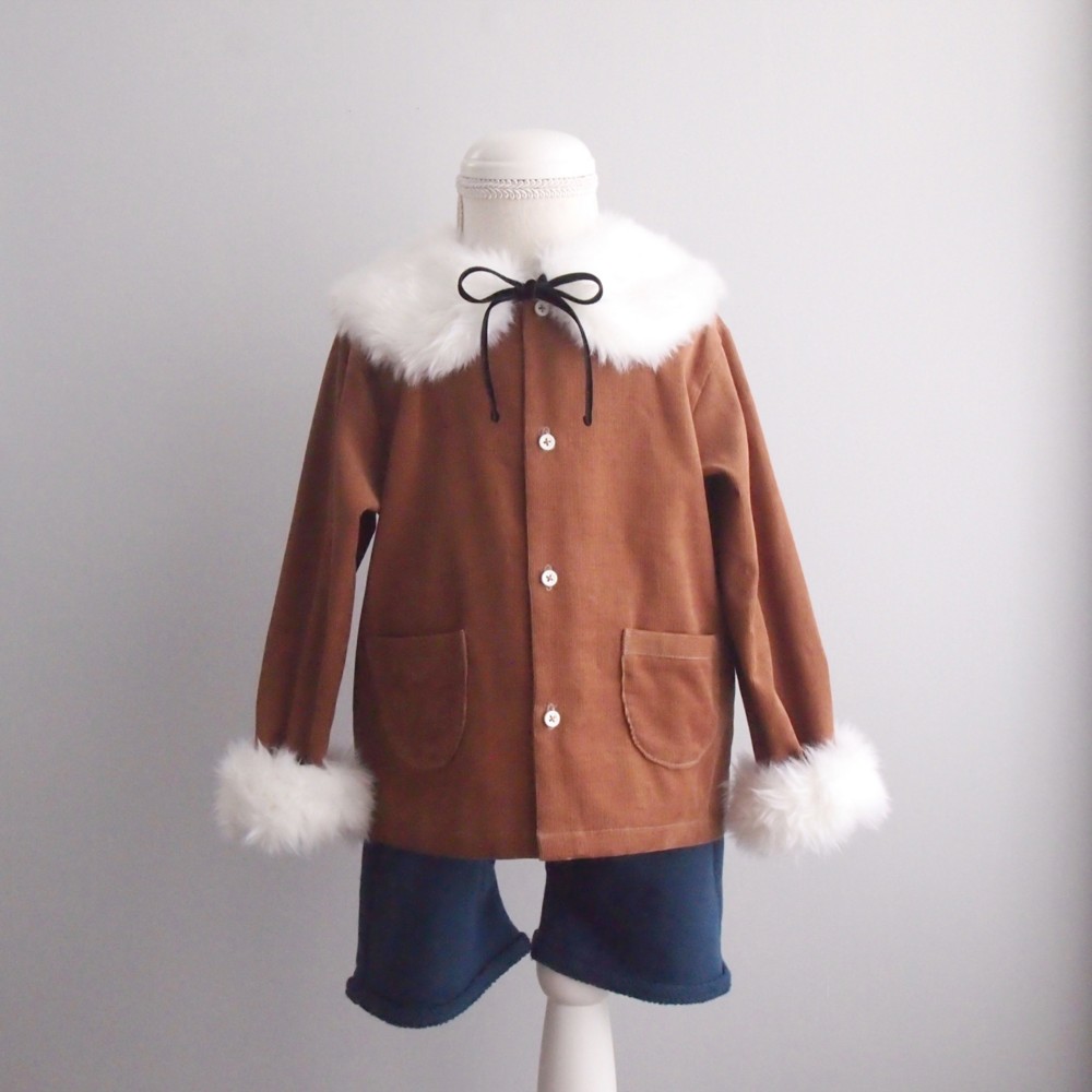 *3点セット* シャツカーディガン・ファーティペット・ファーカフス Camel