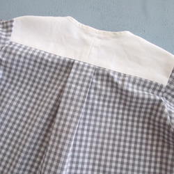 70-120 白×グレーギンガムシャツ 半袖 4枚目の画像
