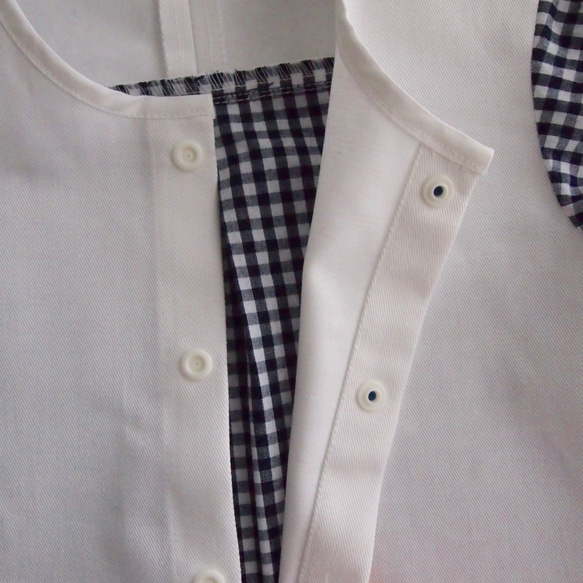 70-120 白×ネイビーギンガムシャツ 半袖 6枚目の画像