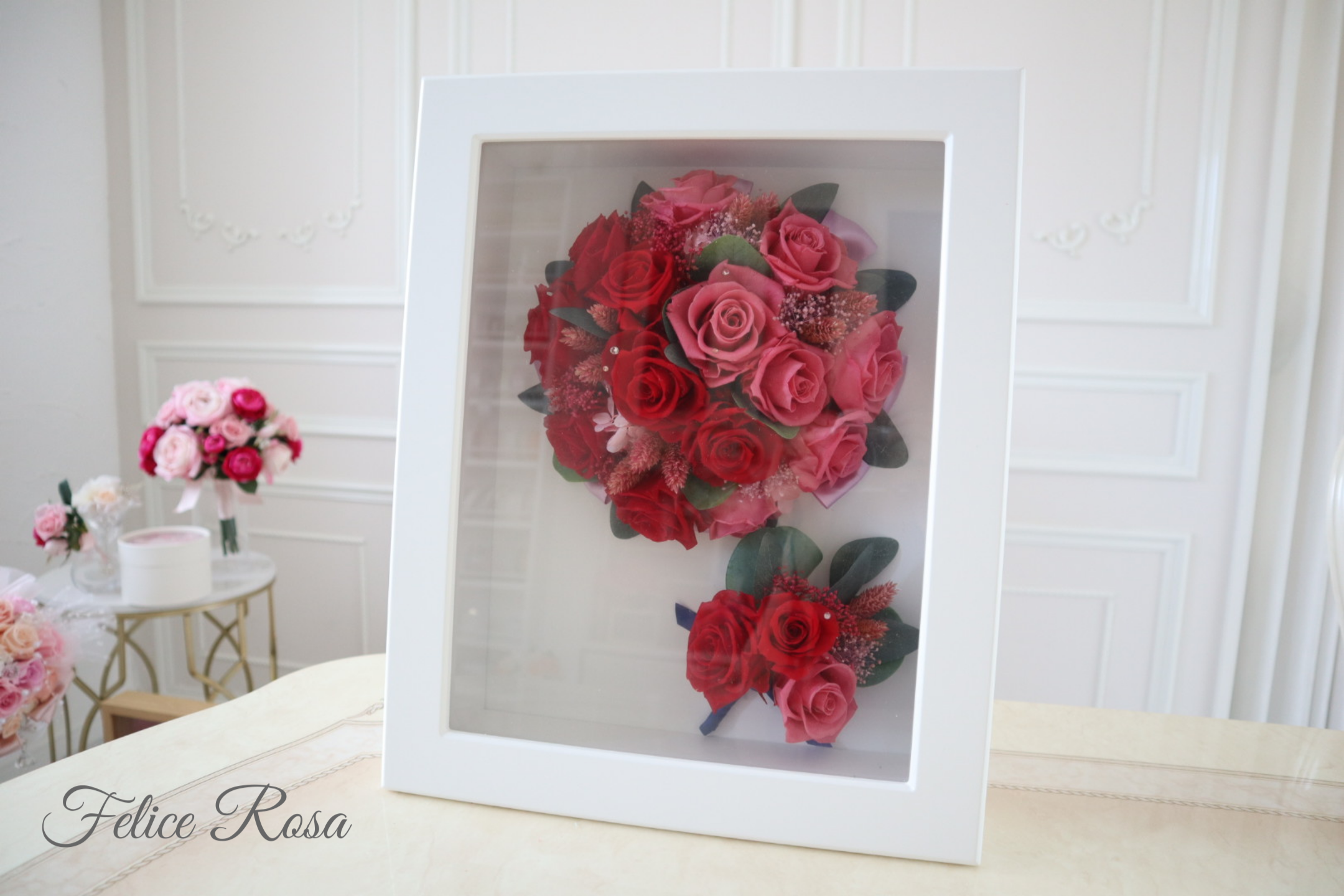 【結婚式後のブーケ保存加工 】プリザブドフラワーor造花のブーケを額にアレンジ＊A3サイズ額＊持込みOK＊アフターブーケ