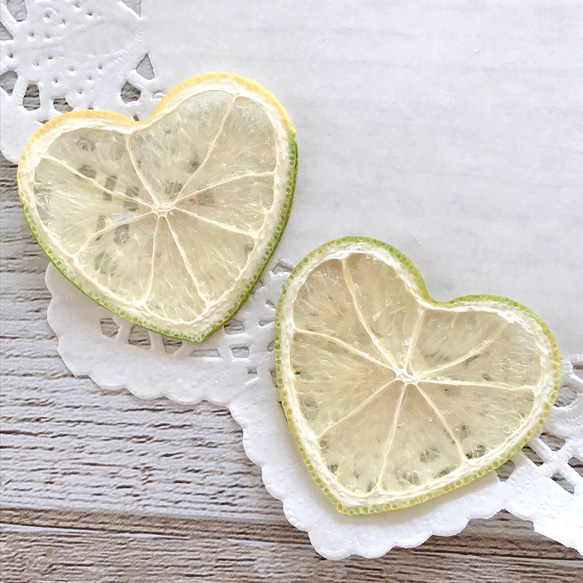 ハートレモン 2枚 押しフルーツ 素材 ハーバリウム レジン キャンドル