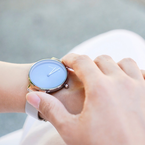 【シンプルなネイビーデザイン】腕時計 シンプル シルバー レディース メンズ 1枚目の画像