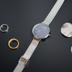 【シンプルなネイビーデザイン】腕時計 シンプル シルバー レディース メンズ 2枚目の画像