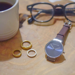 【シンプルなネイビーデザイン】腕時計 シンプル ブラウン レディース メンズ レザー クリスマスに♪ 2枚目の画像