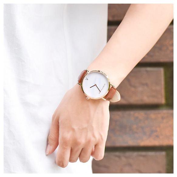 大理石柄がおしゃれ】腕時計 シンプル ライトブラウン レディース