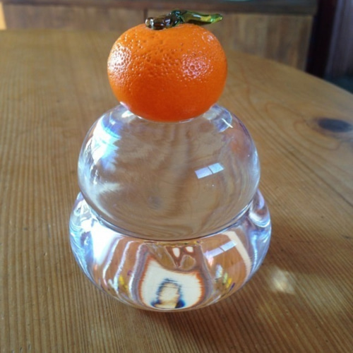 つぶつぶみかんの鏡餅 小 その他置物 ガラス工房 グラスタイム 通販