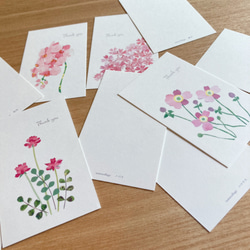 ピンクの花ミニサンキューカード 2枚目の画像