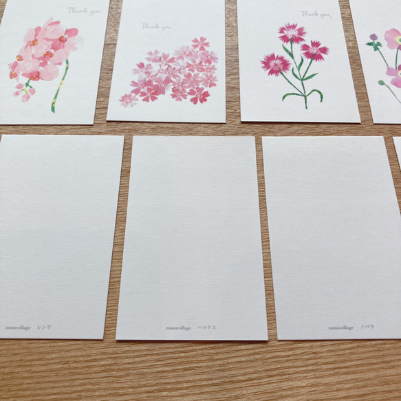 ピンクの花ミニサンキューカード 4枚目の画像