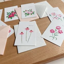 ピンクの花ミニサンキューカード 5枚目の画像
