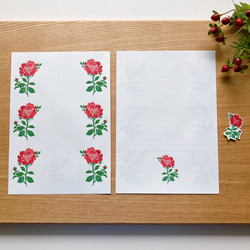 赤いバラのレターセット 2枚目の画像