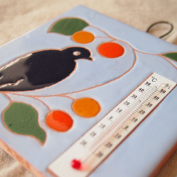 タイル温度計（鳥）水色 3枚目の画像