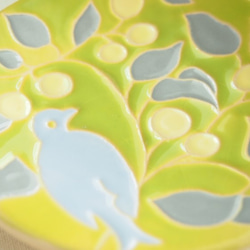 スペインタイルの小皿（鳥　黄緑色） 3枚目の画像