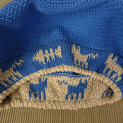 コットンのゆったりベレー帽（コバルトブルー×ライトベージュ） 9枚目の画像