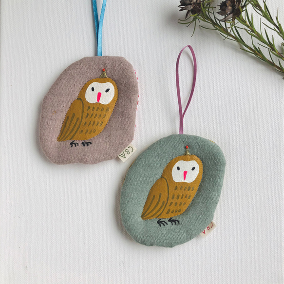 受注制作クリスマスオーナメント ふくろう1点（手書きイラスト